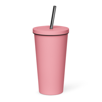 Insulated tumbler with a straw