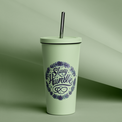 Insulated tumbler with a straw