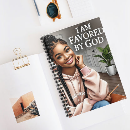 Inspirational Spiral Notebook - "I Am Favored By God" - Perfect for Daily Reflection and Journaling