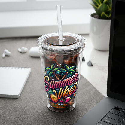 Summer Vibes Tumbler with Straw, 16oz