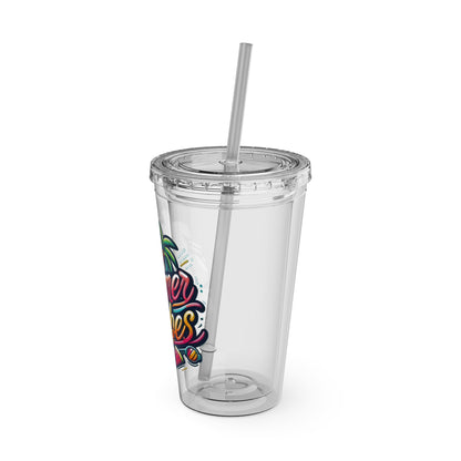 Summer Vibes Tumbler with Straw, 16oz