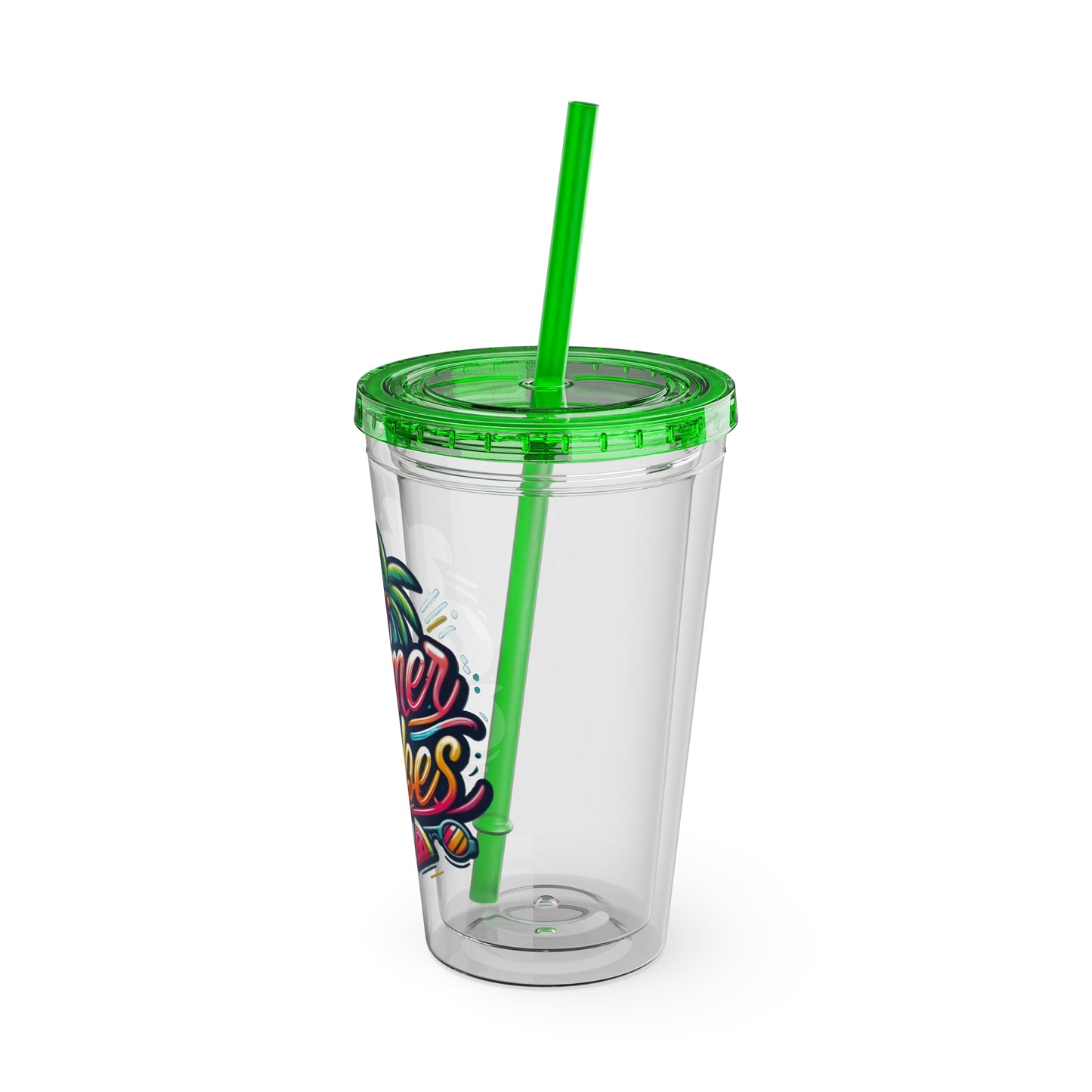 Summer Vibes Tumbler with Straw, 16oz