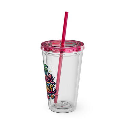 Summer Vibes Tumbler with Straw, 16oz