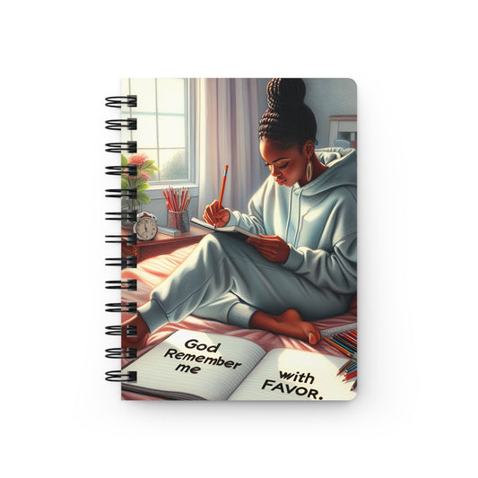 Inspirational Spiral Bound Journal - 'God Remember Me with Favor'