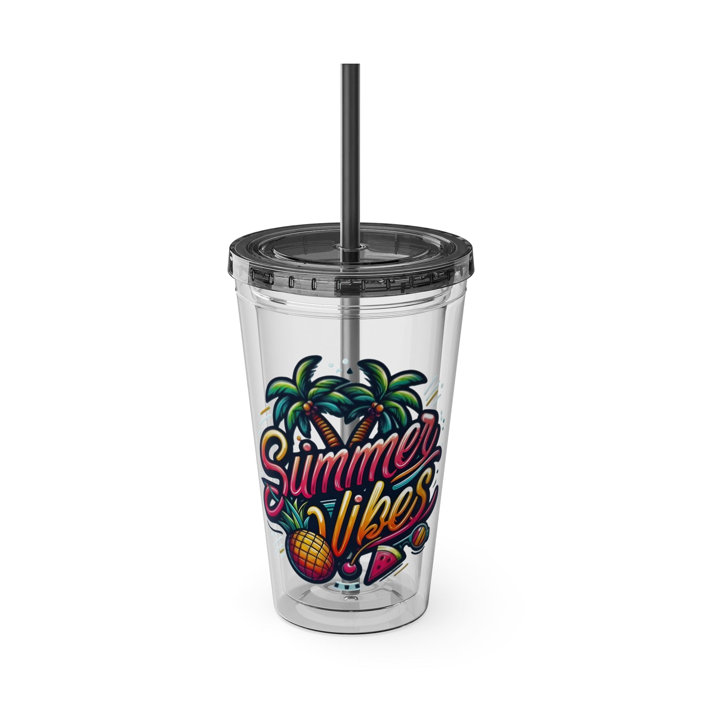 Summer Vibes Tumbler with Straw, 16oz