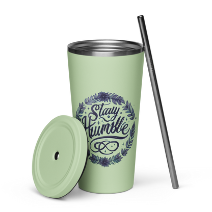 Insulated tumbler with a straw