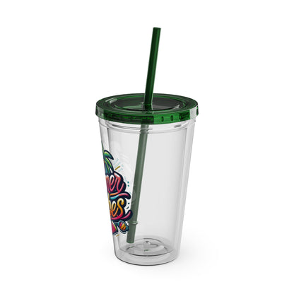 Summer Vibes Tumbler with Straw, 16oz