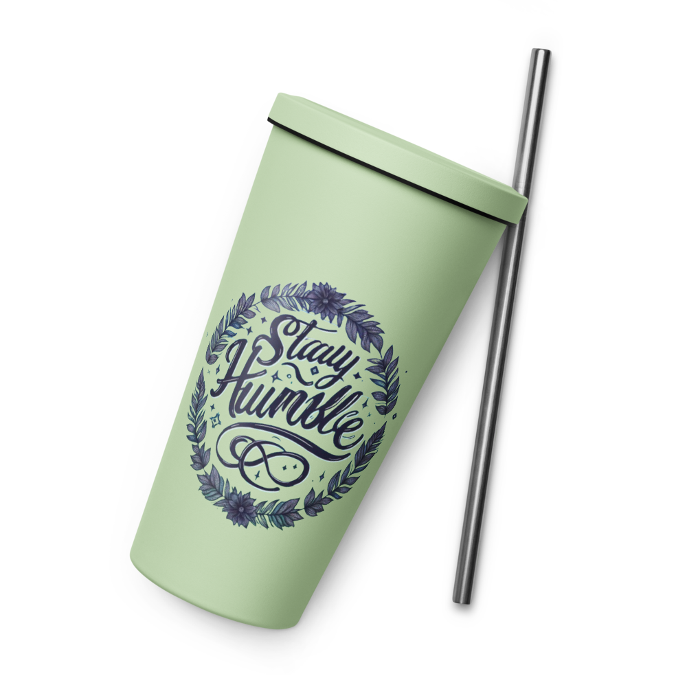 Insulated tumbler with a straw