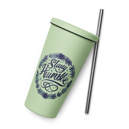 Insulated tumbler with a straw