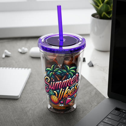 Summer Vibes Tumbler with Straw, 16oz