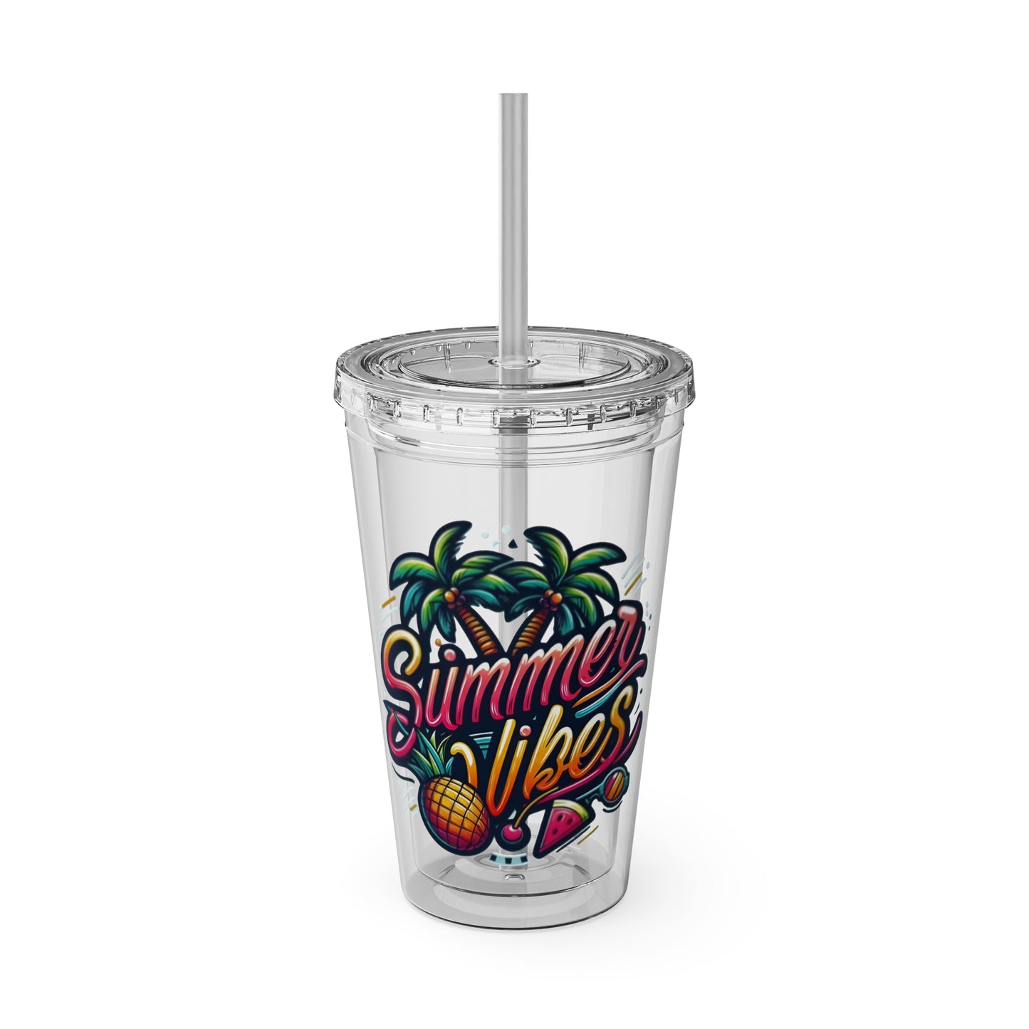 Summer Vibes Tumbler with Straw, 16oz