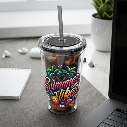 Summer Vibes Tumbler with Straw, 16oz