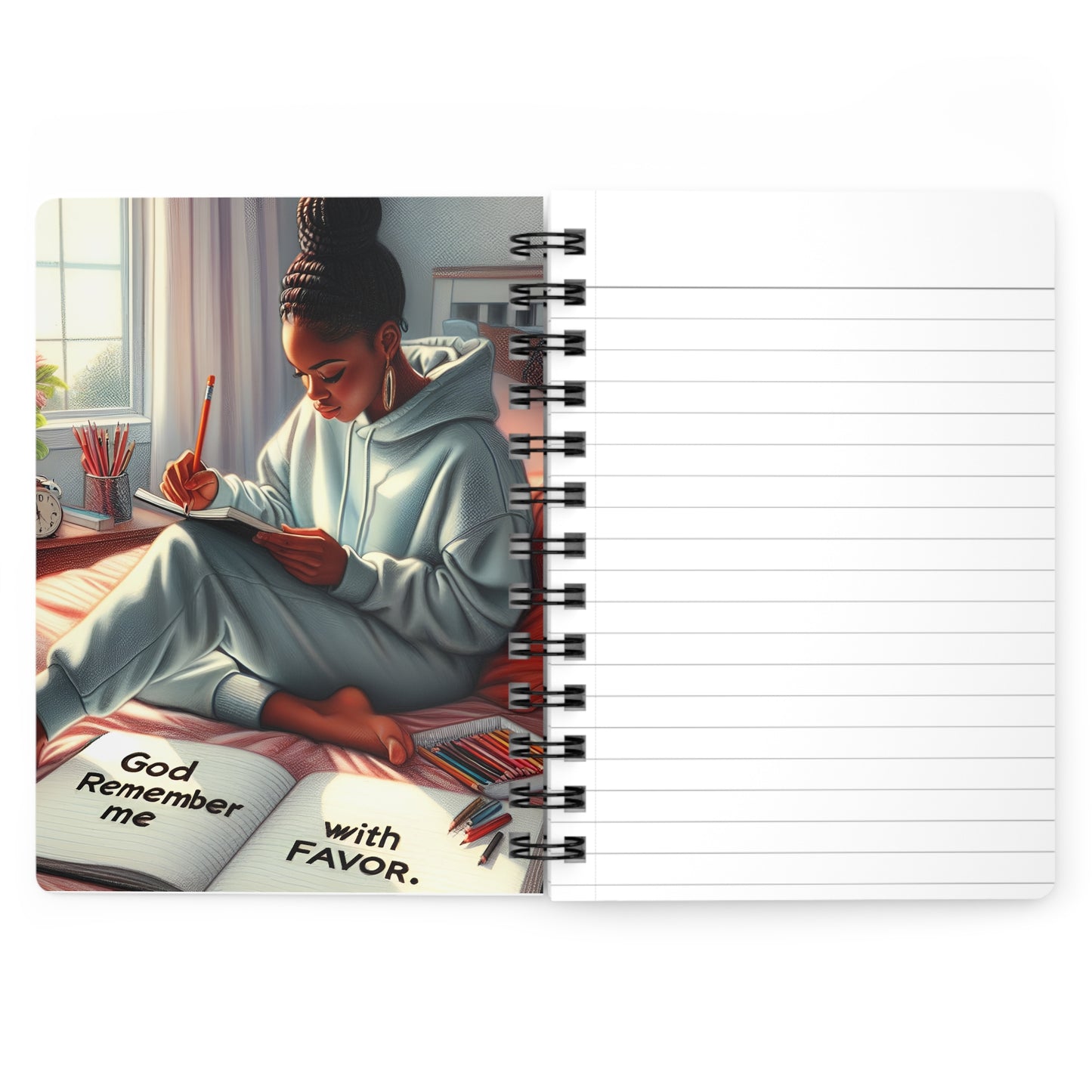 Inspirational Spiral Bound Journal - 'God Remember Me with Favor'