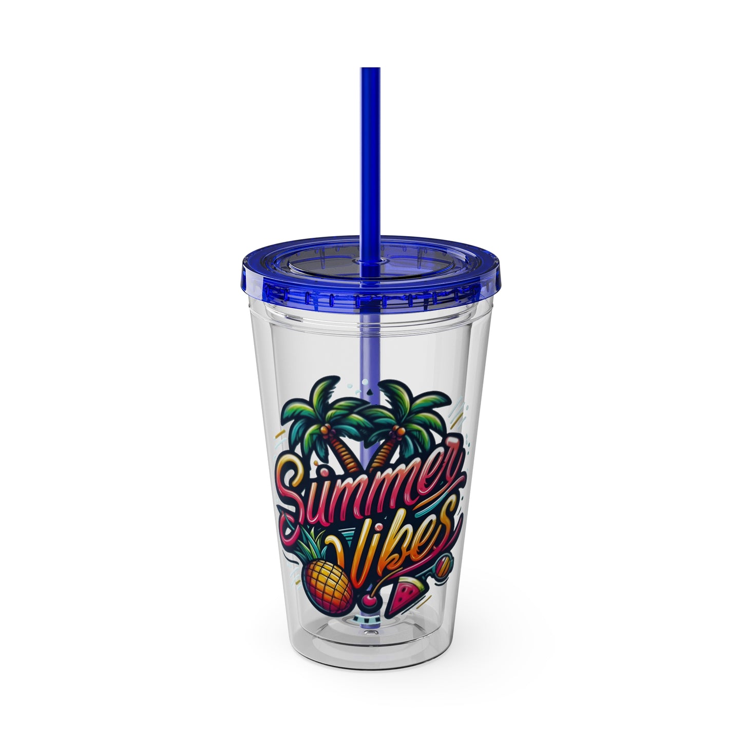 Summer Vibes Tumbler with Straw, 16oz