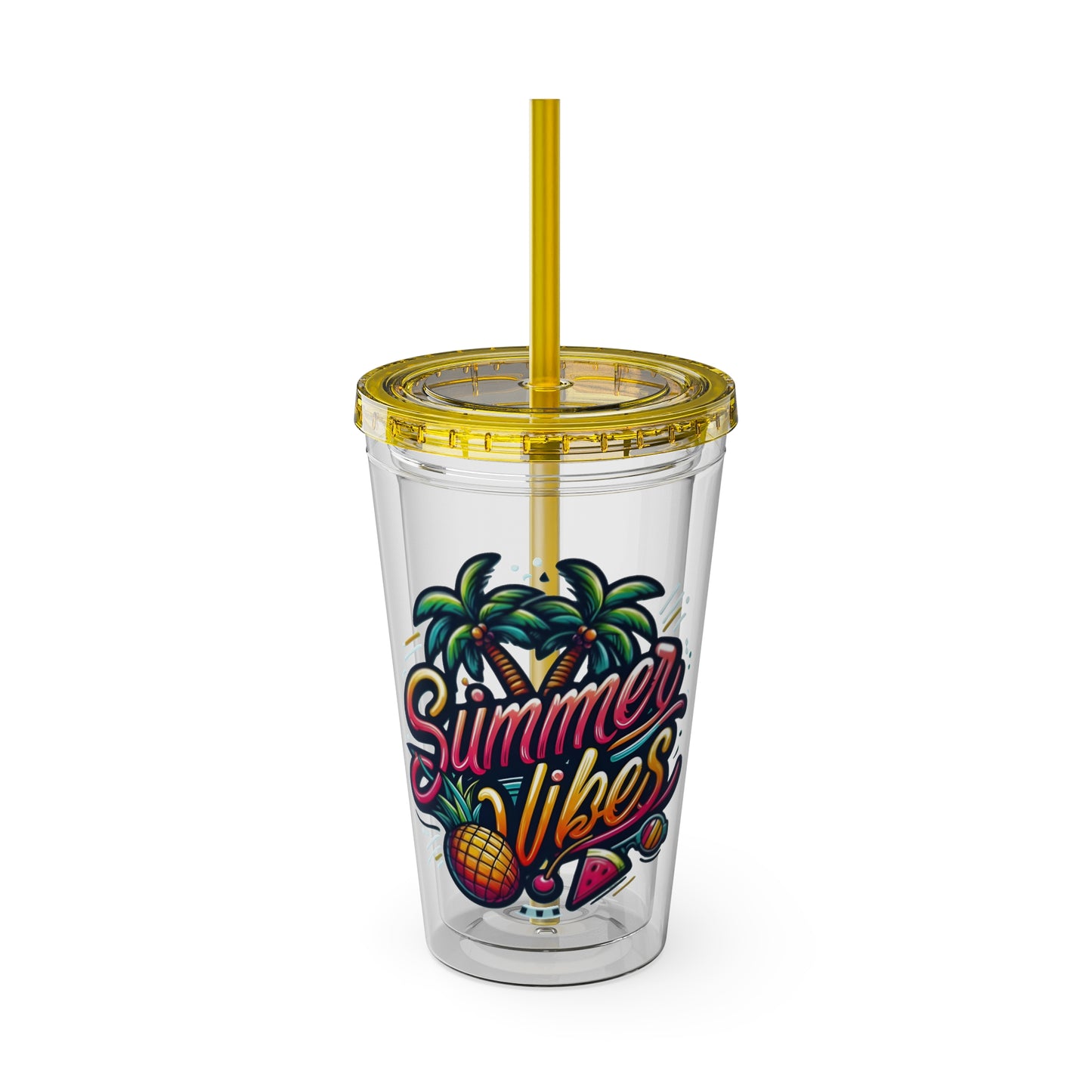 Summer Vibes Tumbler with Straw, 16oz