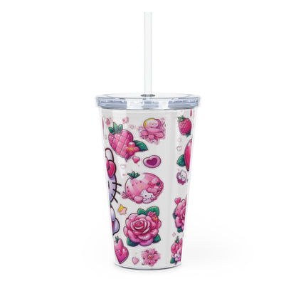 Plastic Tumbler with Straw