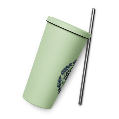 Insulated tumbler with a straw