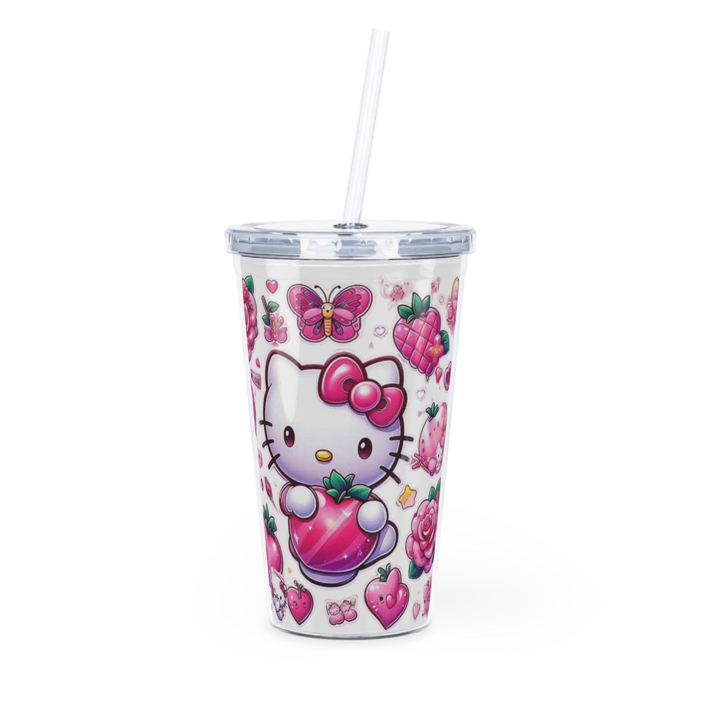 Plastic Tumbler with Straw