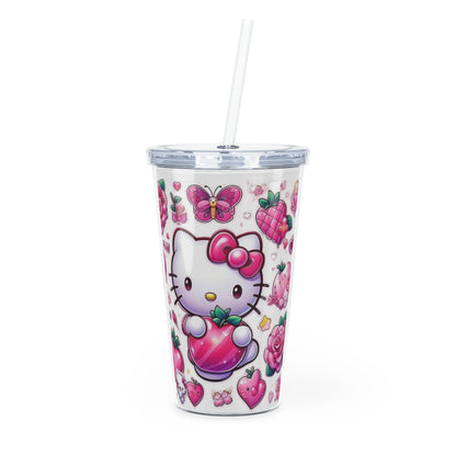 Plastic Tumbler with Straw