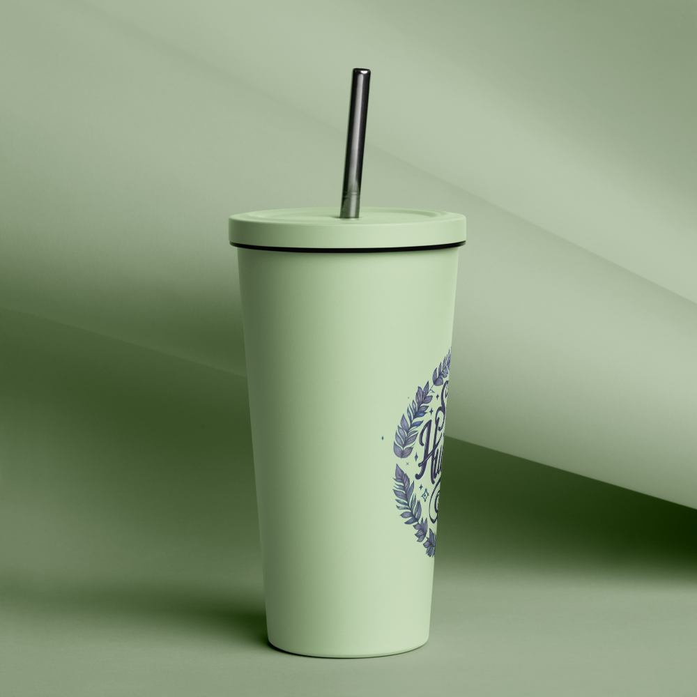 Insulated tumbler with a straw