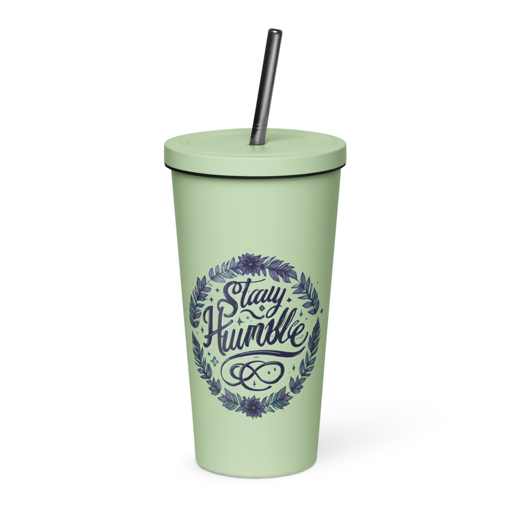 Insulated tumbler with a straw