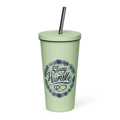 Insulated tumbler with a straw