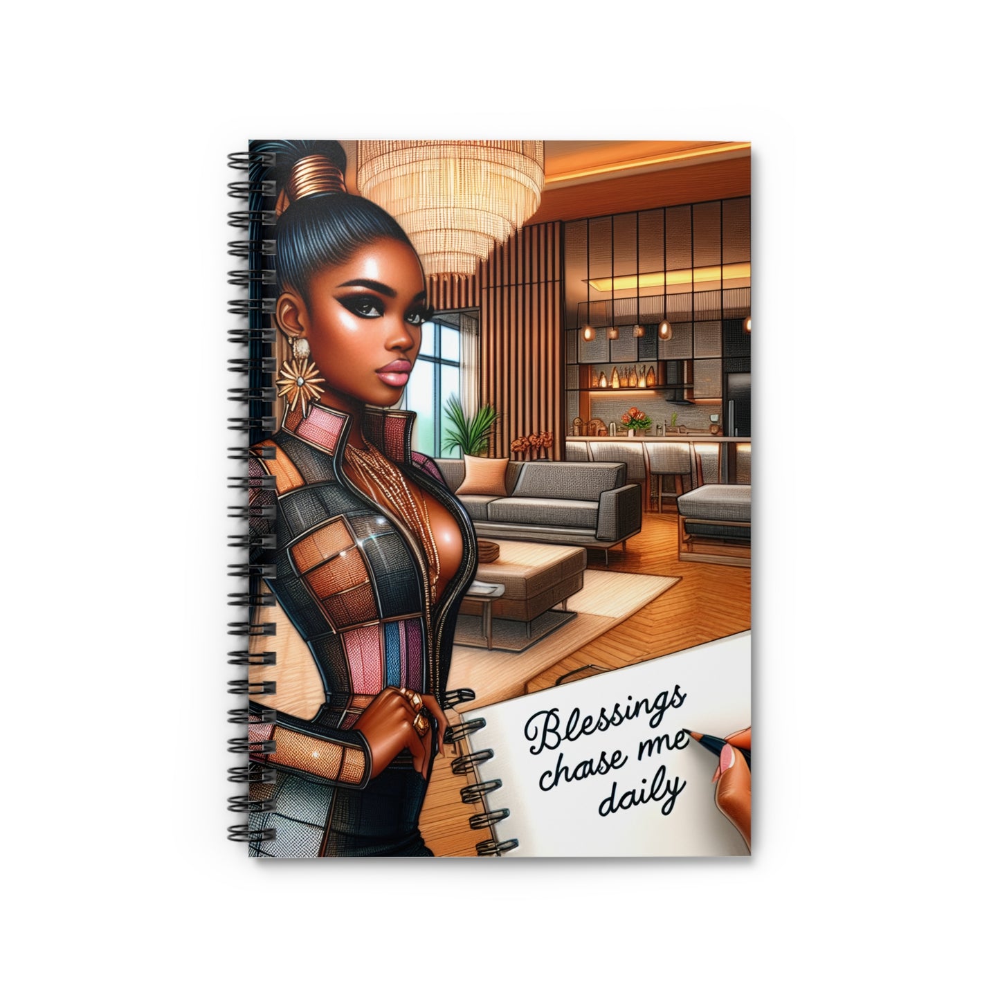 Elegant Spiral Notebook - 'Blessings Chase Me Daily'