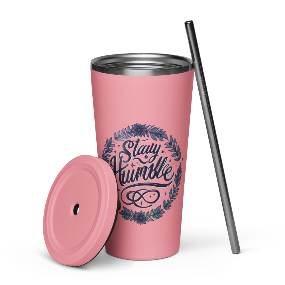 Insulated tumbler with a straw