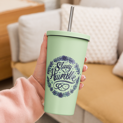 Insulated tumbler with a straw