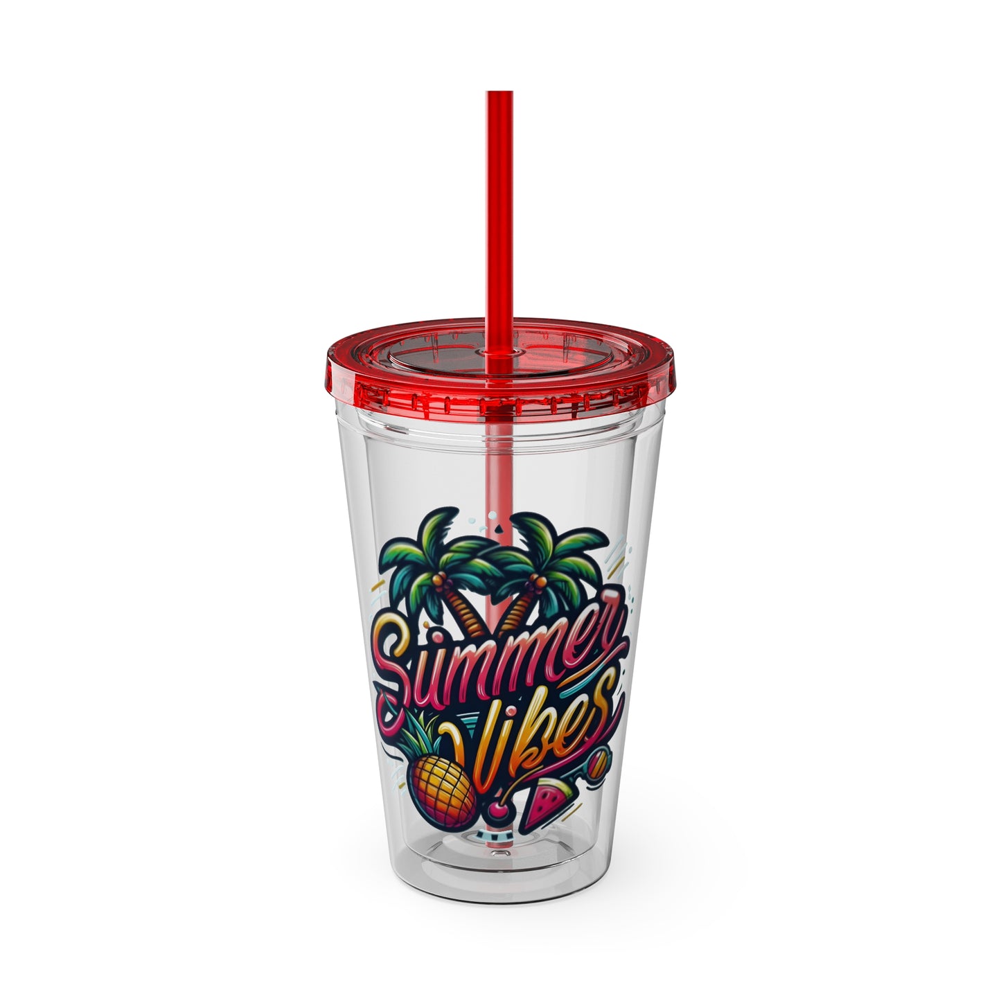 Summer Vibes Tumbler with Straw, 16oz