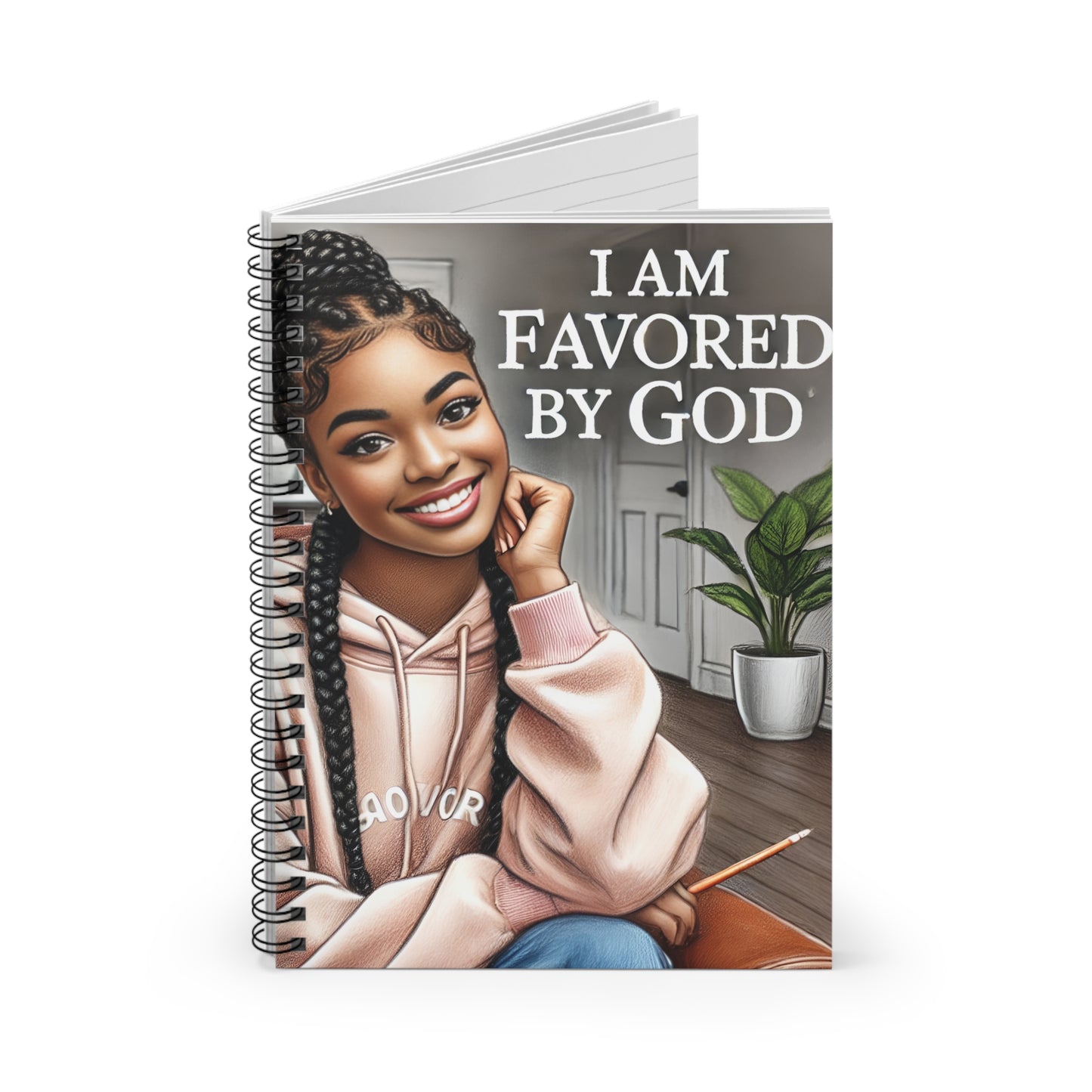 Inspirational Spiral Notebook - "I Am Favored By God" - Perfect for Daily Reflection and Journaling