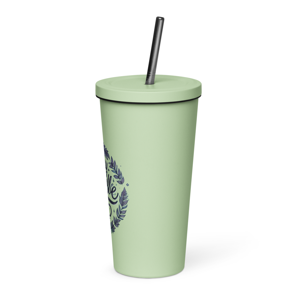 Insulated tumbler with a straw