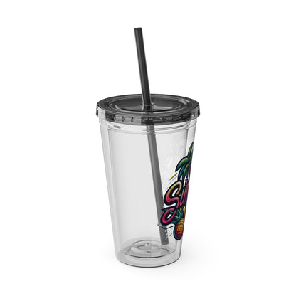 Summer Vibes Tumbler with Straw, 16oz