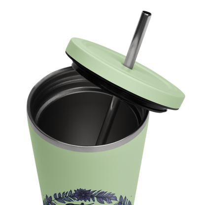 Insulated tumbler with a straw