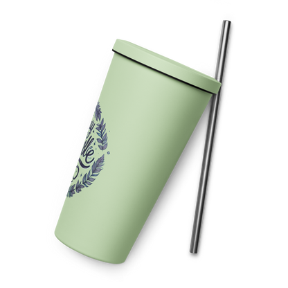 Insulated tumbler with a straw