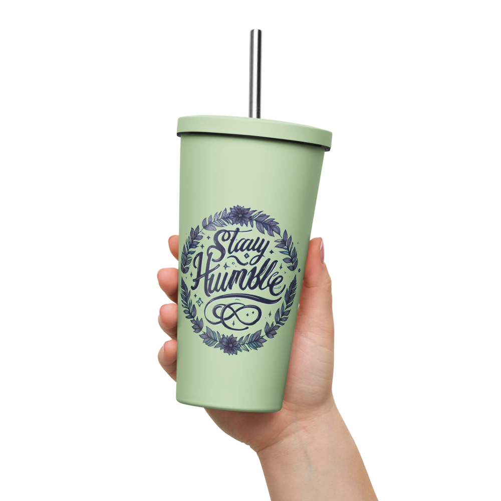 Insulated tumbler with a straw