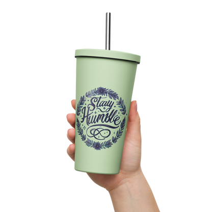 Insulated tumbler with a straw