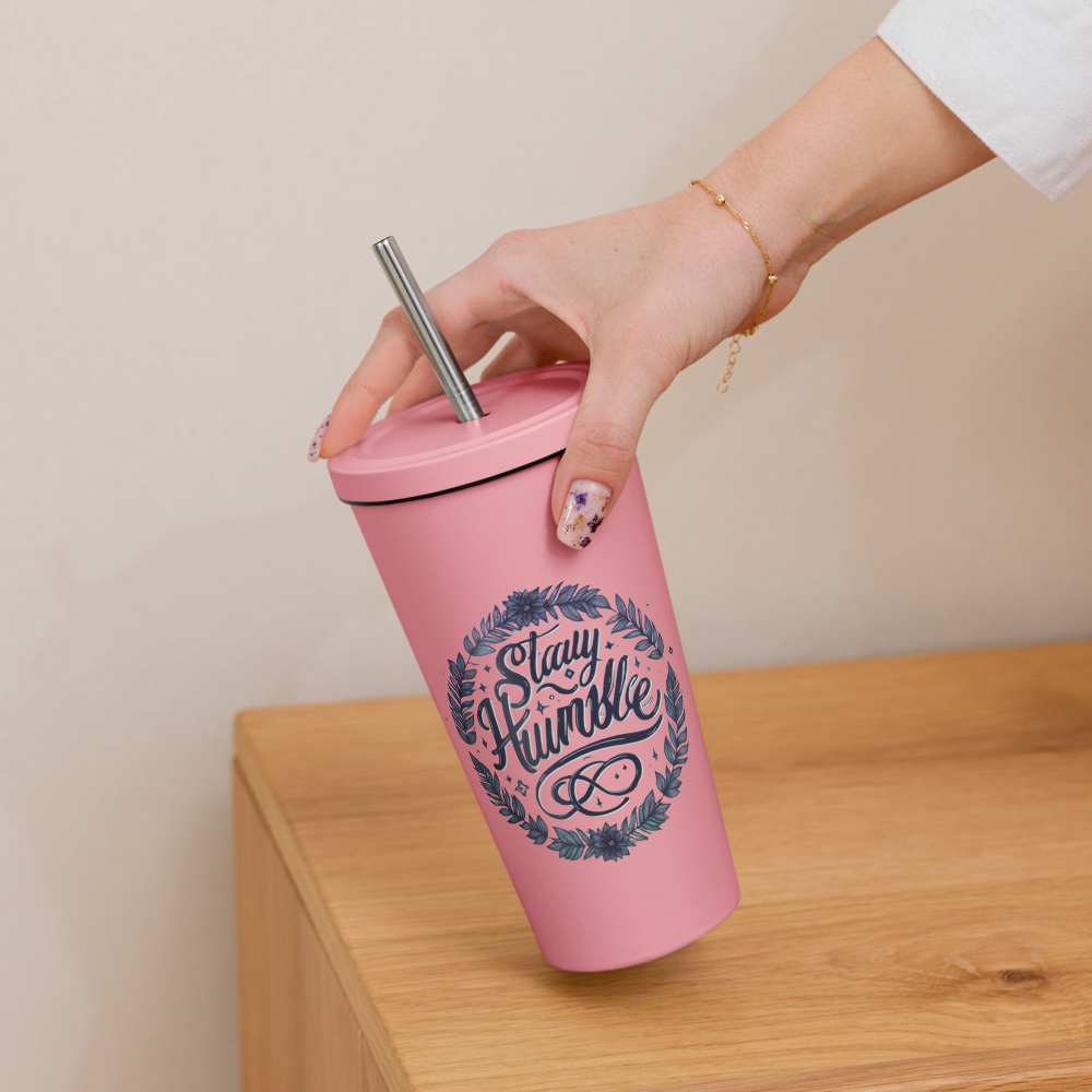 Insulated tumbler with a straw