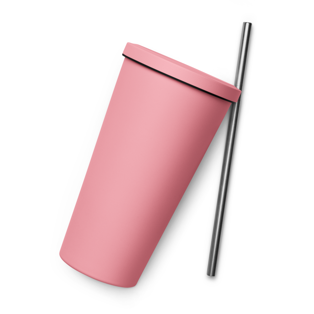 Insulated tumbler with a straw