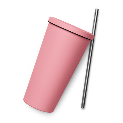 Insulated tumbler with a straw