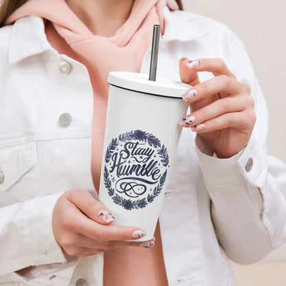 Insulated tumbler with a straw